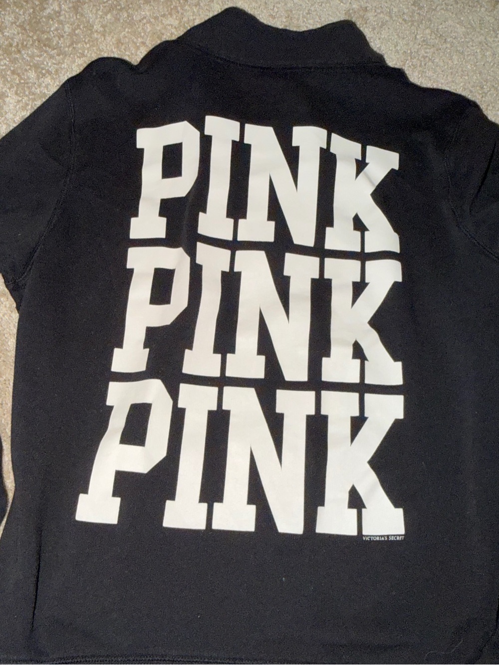 Victoria's Secret PINK Black Sweatshirt with White Logo